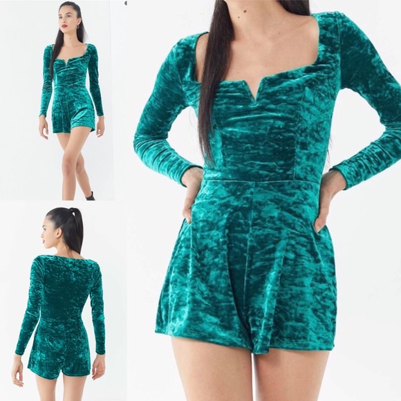 urban outfitters green velvet dress